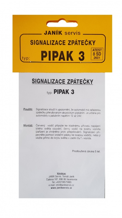 Signalizace zpátečky PIPAK 3